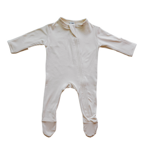 Cozy Zipper Footie Sleeper | Seashell - LITTLEMISSDESSA