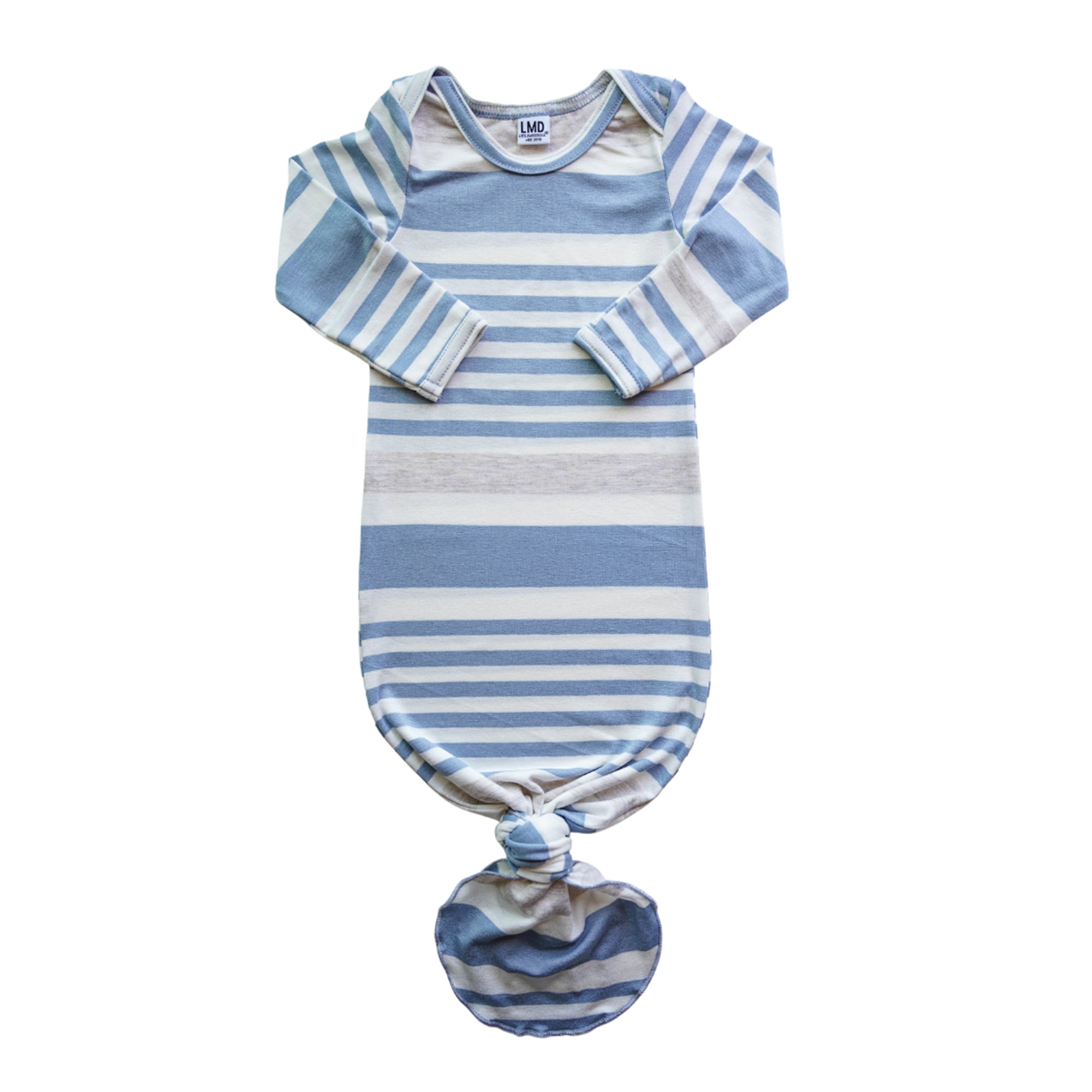Knotted Gown | Steel Blue, Ivory & Oatmeal Stripe - LITTLEMISSDESSA