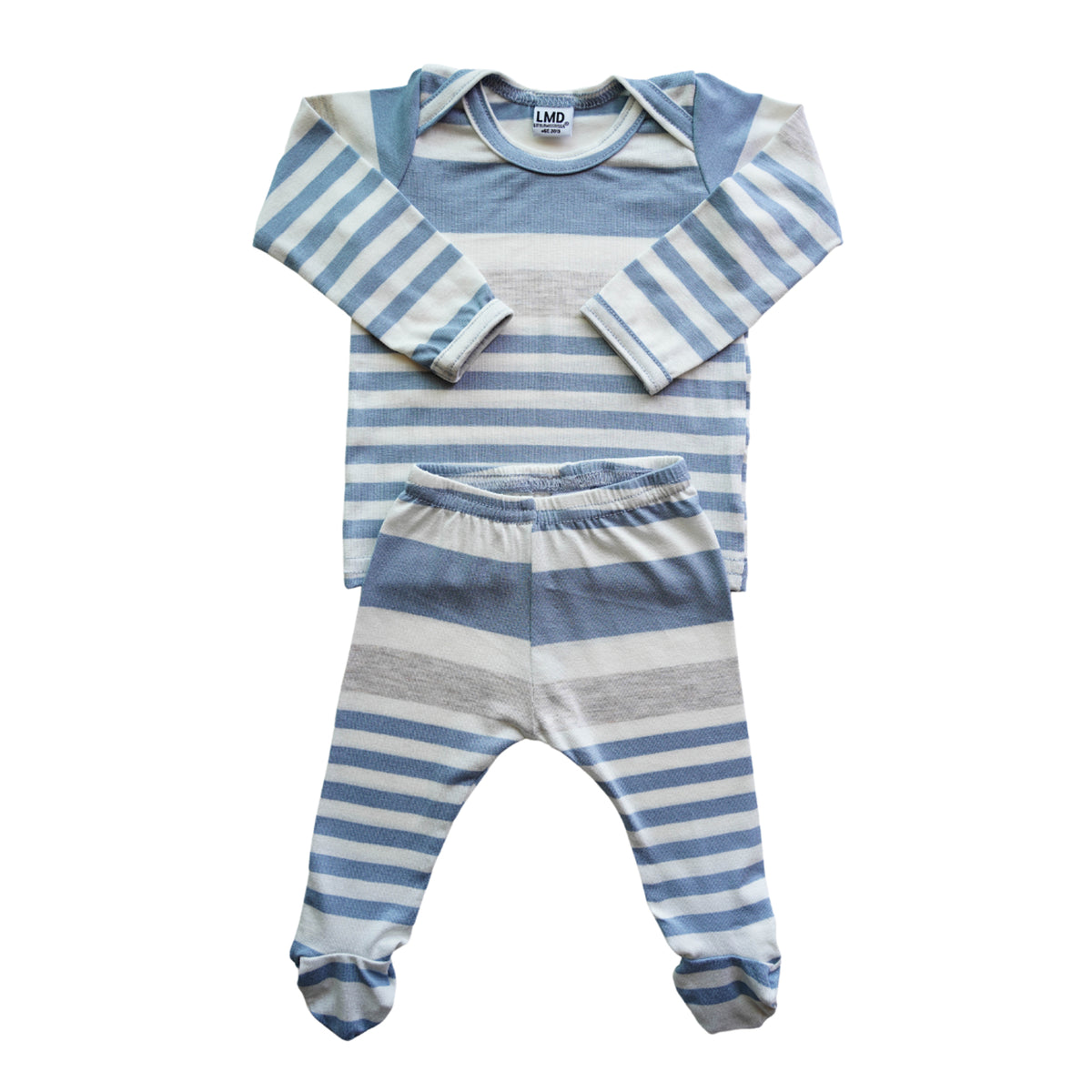 Snuggle Set | Steel Blue, Ivory & Oatmeal Stripe - LITTLEMISSDESSA