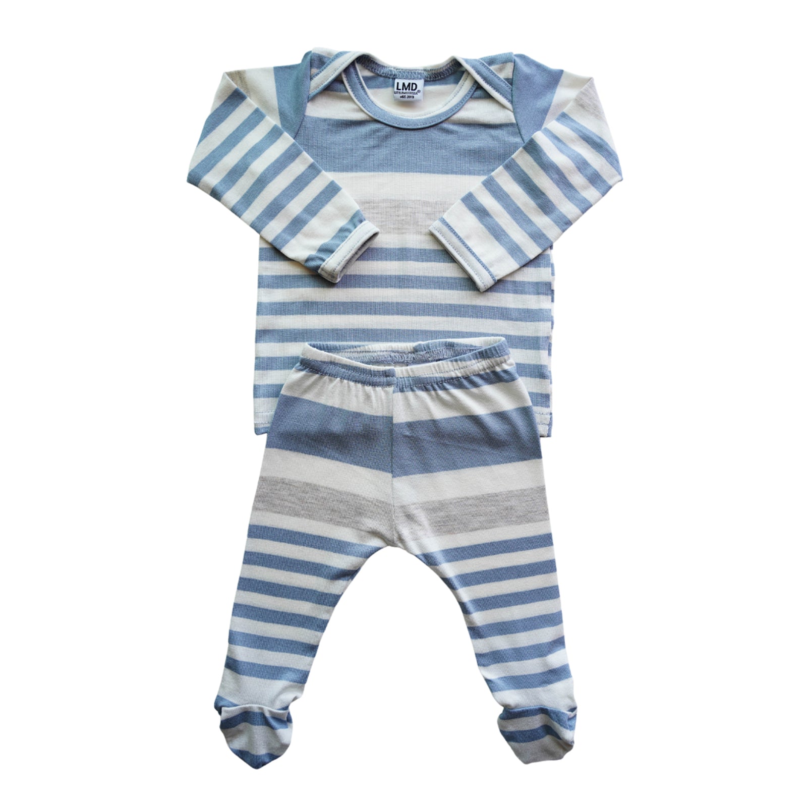Snuggle Set | Steel Blue, Ivory & Oatmeal Stripe - LITTLEMISSDESSA
