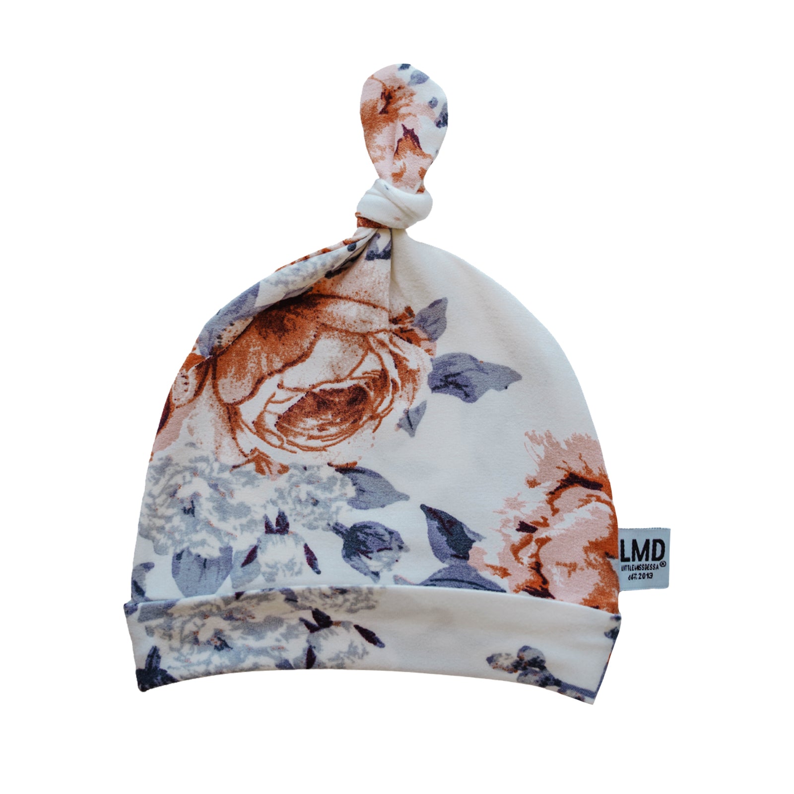 Newborn Baby Knotted Hat | Sweet Periwinkle Floral - LITTLEMISSDESSA