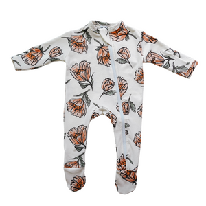 Cozy Zipper Footie Sleeper | Vanilla Poppy - LITTLEMISSDESSA