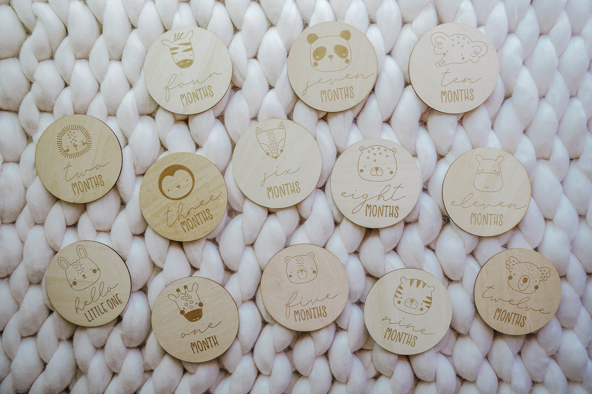 Hello Little One Animal Monthly Milestone Disc Set - LITTLEMISSDESSA